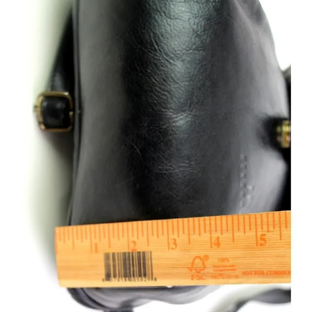Hexagona BLACK REAL LEATHER ZIP AROUND FLAP BACKPACK SHOULDER BAG HANDBAG PURSE